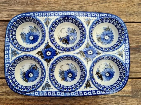 Backform, 29 x 20 x 4 cm, mit 6 Mulden, Unikat 2- Bunzlauer Porzellan - BSN 6433^Bunzlauer Keramik Best
