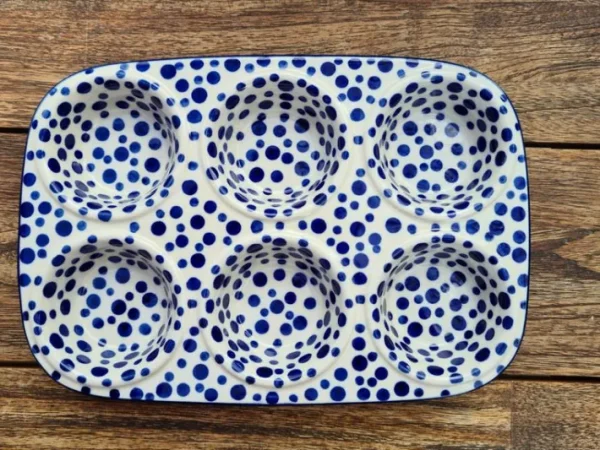Backform, 29x20x4 cm, 6 Mulden, Crazy Dots, BSN A-0343^Bunzlauer Keramik Outlet