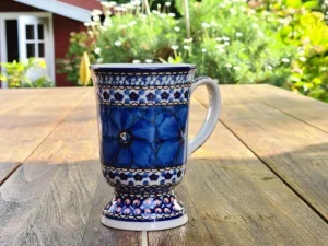 Becher mit Fuss, Unikat 4, 250 ml Vol., 12 cm hoch, polish pottery - BSN 1368^Bunzlauer Keramik Hot