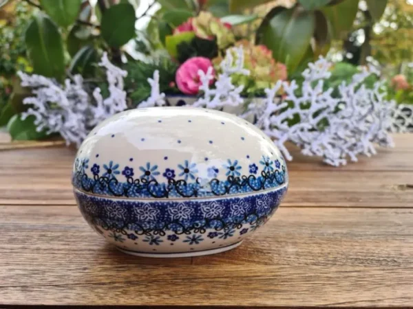 Dose als Ei, 13 x 10 x 10 cm, 500 ml, Fleur Delicate - BSN J-1913^Bunzlauer Keramik Fashion