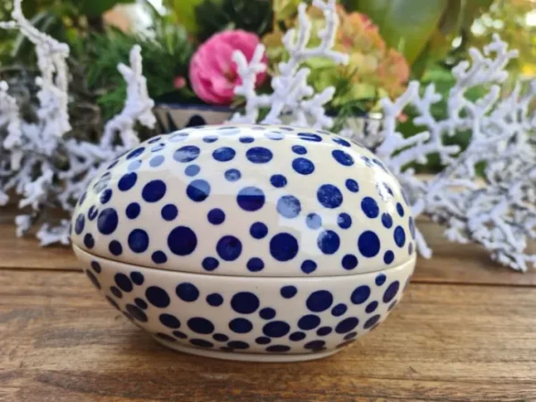 Dose als Ei, 13 x 10 x 10 cm, 500 ml, Crazy Dots, BSN A-0316^Bunzlauer Keramik Discount