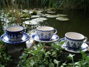 3er Set Tasse / Untertasse, 2. W., Winter, BSN S-012^Bunzlauer Keramik New