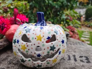 Halloween Kürbis Lampe, 17 x 14 cm, Sterne^Bunzlauer Keramik Hot