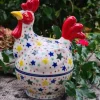Huhn ca. 22 x 13 x 17 cm, Sterne^Bunzlauer Keramik New