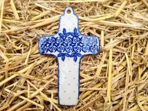 Kreuz, 21 x 12 cm, Unikat 10- boleslawiec aardewerk - BSN 5219-Aussteller^Bunzlauer Keramik Fashion