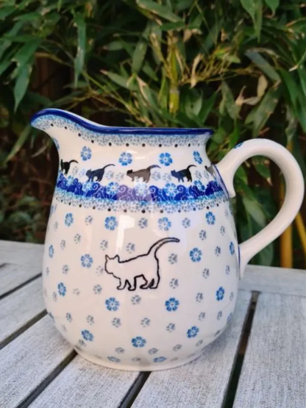 Krug, 1500 ml, Höhe 16 cm, Katze weiß^Bunzlauer Keramik Online