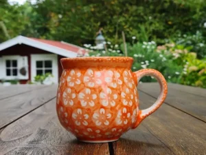 Kugelbecher, 300 ml, Ø8 cm,9,5 cm, Bunzlau orange, BSN m-4249^Bunzlauer Keramik Online