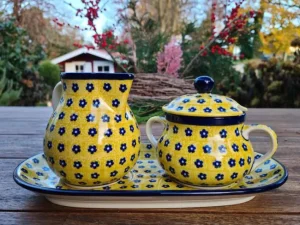 Maxi Milch u. Zucker auf einem Tablett, Tradition 20 - polacco ceramica - BSN 14969^Bunzlauer Keramik Clearance