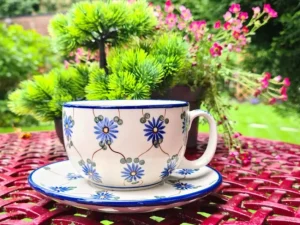 Maxi Tasse mit Unterteller, 375 ml, Trad. 8, BSN y-044^Bunzlauer Keramik Best