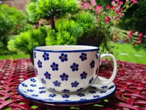 Maxi Tasse mit Unterteller, 375 ml, Trad. 3, BSN y-049^Bunzlauer Keramik New