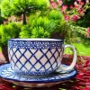 Maxi Tasse mit Unterteller, 375 ml, Trad. 2, BSN y-050^Bunzlauer Keramik Outlet