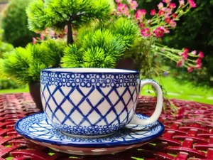 Maxi Tasse mit Unterteller, 375 ml, Trad. 2, BSN y-050^Bunzlauer Keramik Outlet