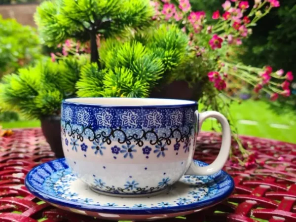 Maxi Tasse mit Unterteller, 375 ml, Fleur Delicate, BSN J-1775^Bunzlauer Keramik Best