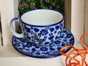 Maxi Tasse mit Unterteller, 375 ml, Dragonfly, BSN J-1532^Bunzlauer Keramik Online