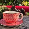 Maxi Tasse mit Unterteller, 375 ml, Dekor 2691V^Bunzlauer Keramik Outlet