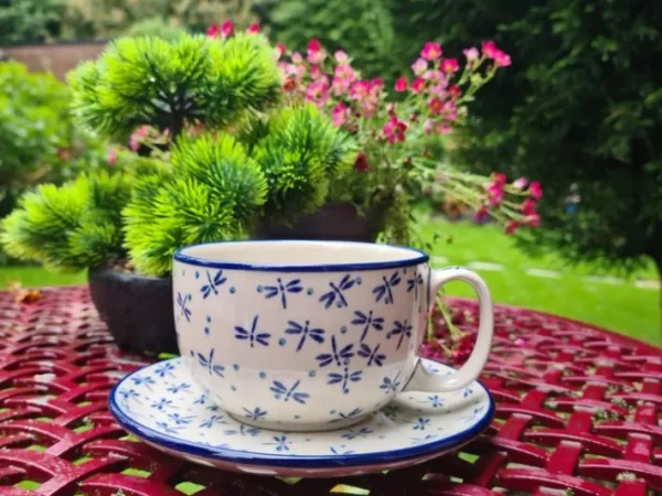 Maxi Tasse mit Unterteller, 375 ml, Damselfly, BSN A-0824^Bunzlauer Keramik New