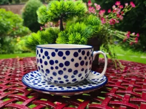Maxi Tasse mit Unterteller, 375 ml, Crazy Dots, BSN A-0929^Bunzlauer Keramik Hot