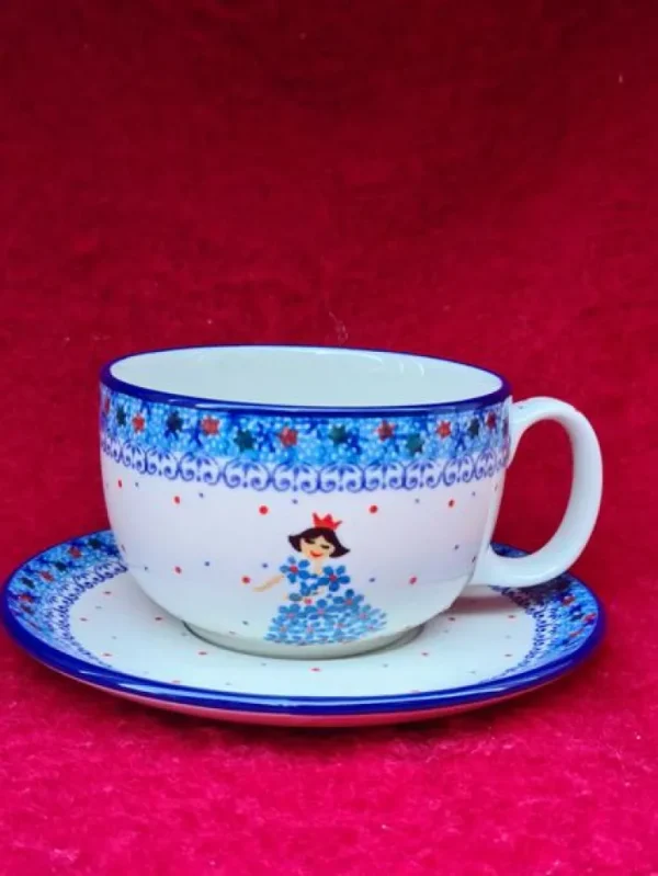 Maxi Tasse mit Unterteller, 375 ml, Aschenputel^Bunzlauer Keramik Online
