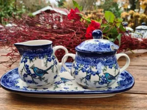 Milch, Zucker auf Tablett, Vogel Ivy^Bunzlauer Keramik Outlet