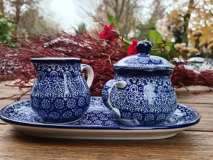 Milch, Zucker auf Tablett, Lace^Bunzlauer Keramik Hot
