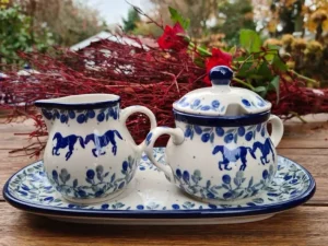 Milch, Zucker auf Tablett, Horse^Bunzlauer Keramik Discount