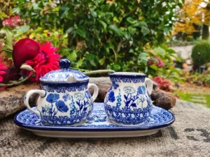 Milch, Zucker auf Tablett, Garden of Joy^Bunzlauer Keramik Online
