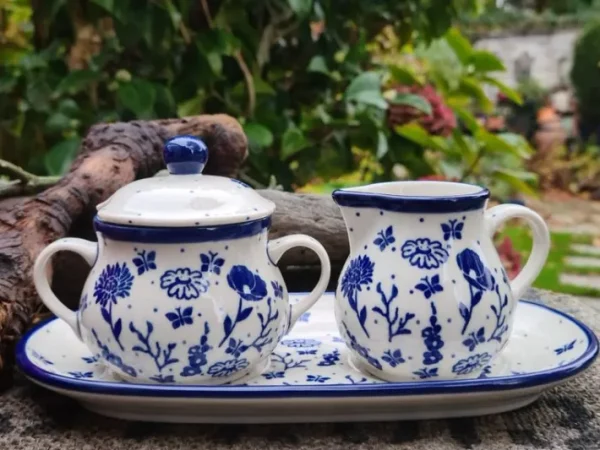 Milch, Zucker auf Tablett, Flower Festival^Bunzlauer Keramik Fashion
