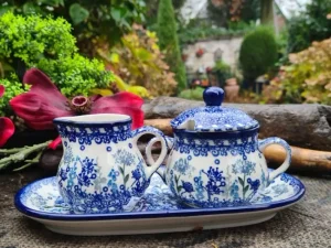 Milch, Zucker auf Tablett, Floral Party^Bunzlauer Keramik Outlet