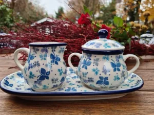Milch, Zucker auf Tablett, Tradition 37^Bunzlauer Keramik Outlet