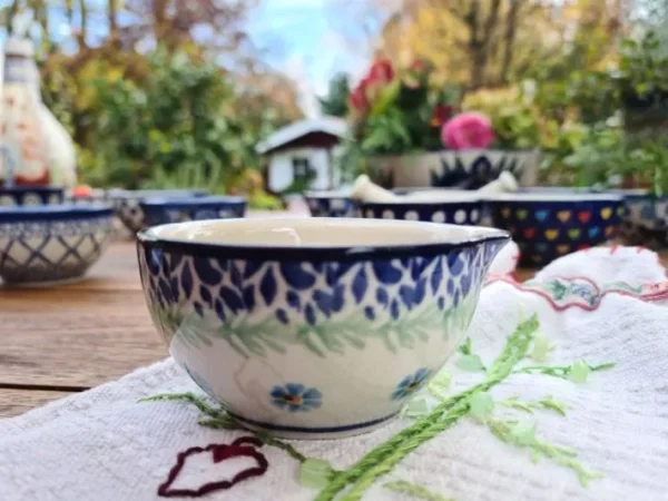 Mörser mit Schlegel, Ø 8,5 cm, 4 cm hoch, Forget me not, BSN A-1442^Bunzlauer Keramik Online