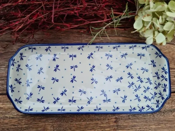 Platte, 32 x 14 cm, Damselfly, BSN A-0229^Bunzlauer Keramik New