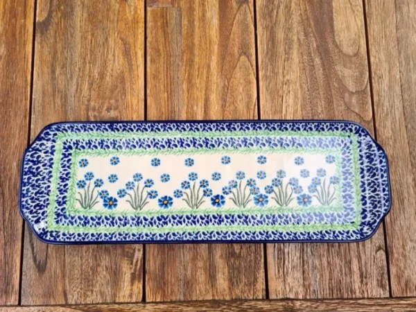 Platte, 41,5 x 14,5 cm, Forget me not, BSN J-1986^Bunzlauer Keramik Outlet