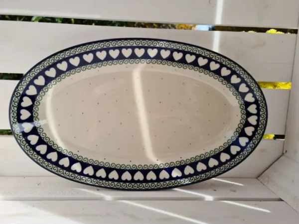 Platte, 35 x 21 cm, White Valentine, BSN R-051^Bunzlauer Keramik Outlet