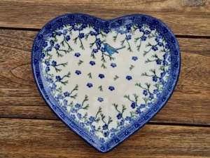 Platte in Herzform, 23 x 22 cm, Vogel Ivy^Bunzlauer Keramik Best