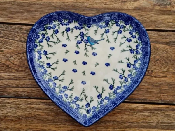 Platte in Herzform, 23 x 22 cm, Vogel Ivy^Bunzlauer Keramik Best