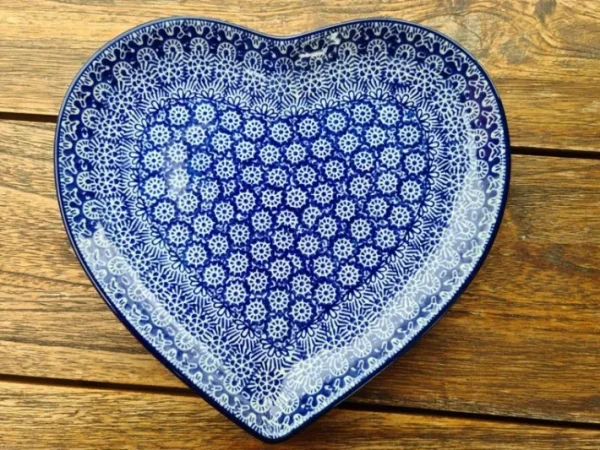 Platte in Herzform, 23 x 22 cm, Lace^Bunzlauer Keramik Hot