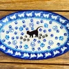 Platte, oval, 21 x 13 cm, Katze^Bunzlauer Keramik Online