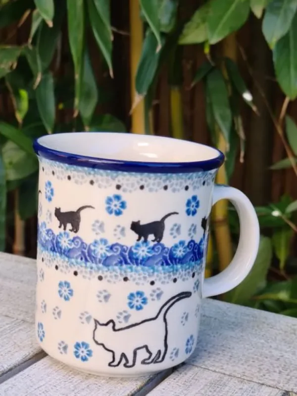 Pott ohne Unterteller, 300 ml, Höhe 9,50 cm, Katze weiß^Bunzlauer Keramik Sale