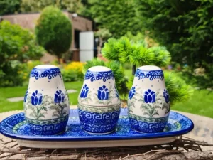 Salz, Pfeffer + Zahnstocher-Set mit Tablett, Unikat 7 BSN m-1472^Bunzlauer Keramik Online