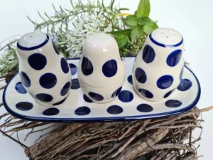 Salz, Pfeffer & Zahnstocher-Set mit Tablett, Tradition 28 - BSN 7721^Bunzlauer Keramik Hot