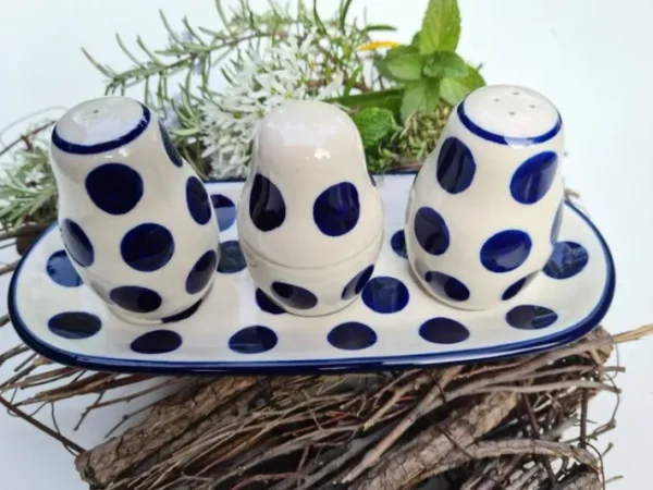 Salz, Pfeffer & Zahnstocher-Set mit Tablett, Tradition 28 - BSN 7721^Bunzlauer Keramik Hot