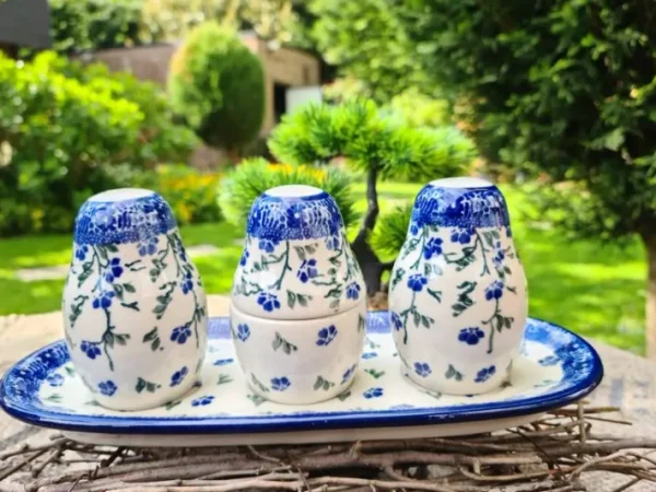 Salz, Pfeffer & Zahnstocher-Set m. Tablett, Ivy, BSN J-147^Bunzlauer Keramik Outlet