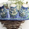 Salz, Pfeffer & Zahnstocher-Set m. Tablett, Forget me not, BSN J-4790^Bunzlauer Keramik New
