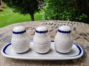 Salz, Pfeffer & Zahnstocher-Set mit Tablett, Tradition 26 BSN 7723^Bunzlauer Keramik Outlet
