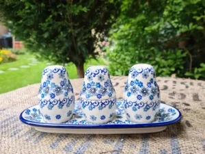 Salz, Pfeffer & Zahnstocher-Set m. Tablett, Winter Garden, BSN J-4792^Bunzlauer Keramik Discount