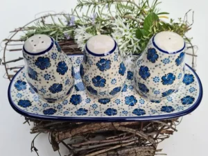 Salz, Pfeffer & Zahnstocher-Set m. Tablett, Tradition 34, BSN J-318^Bunzlauer Keramik Discount