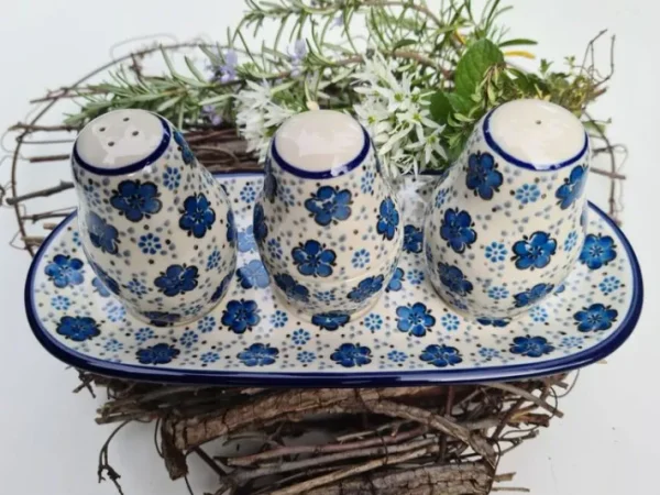 Salz, Pfeffer & Zahnstocher-Set m. Tablett, Tradition 34, BSN J-318^Bunzlauer Keramik Discount