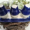 Salz, Pfeffer &amp; Zahnstocher-Set mit Tablett, Unikat 18 BSN 1048^Bunzlauer Keramik Outlet