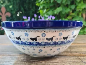 Schale, Ø 24 cm, 2600 ml, Höhe 8,5 cm, Katze weiß^Bunzlauer Keramik Hot