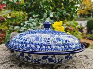 Servierschale / Käseglocke m. Deckel, Garden of Joy^Bunzlauer Keramik Sale